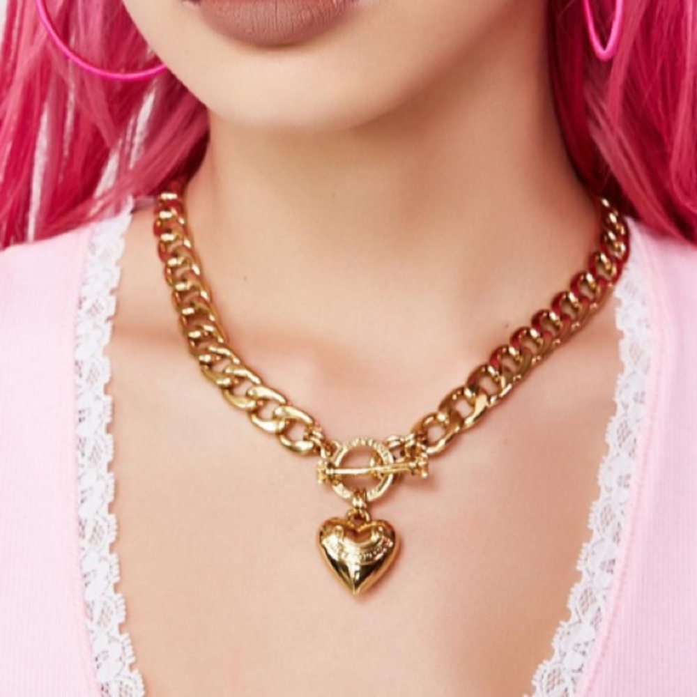 Y2K JUICY COUTURE STARTER NECKLACE AND EARRINGS CHUNKY CHOKER HEAVYWEIGHT - Picture 1 of 16